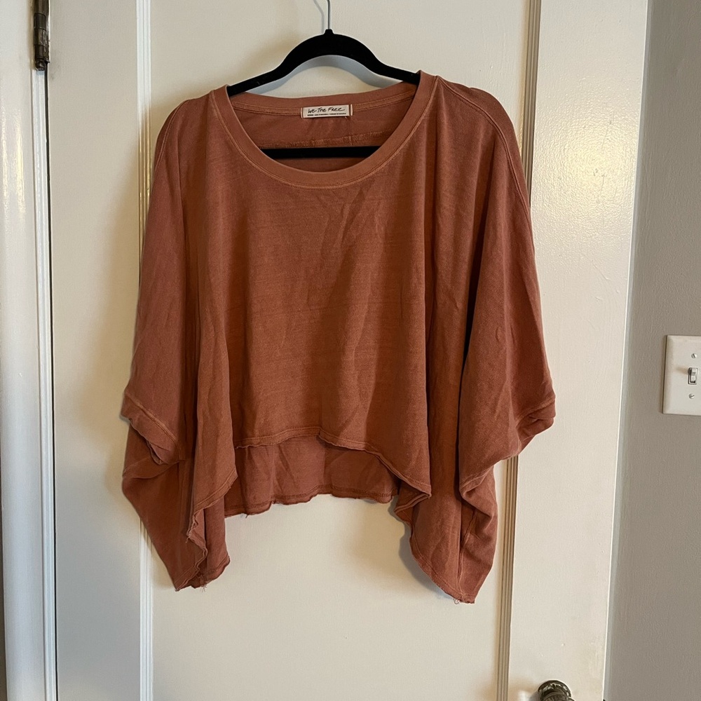 Free people orange crop top t-shirt oversized